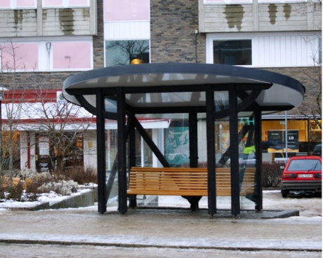 Busskuren i Ockelbo. Omtalad och vacker, design Ockelbokonstn&auml;ren Yngve Gunnarsson. Fotograferad av Veronica Holst Kallin, optiker och kollega med Tussen.